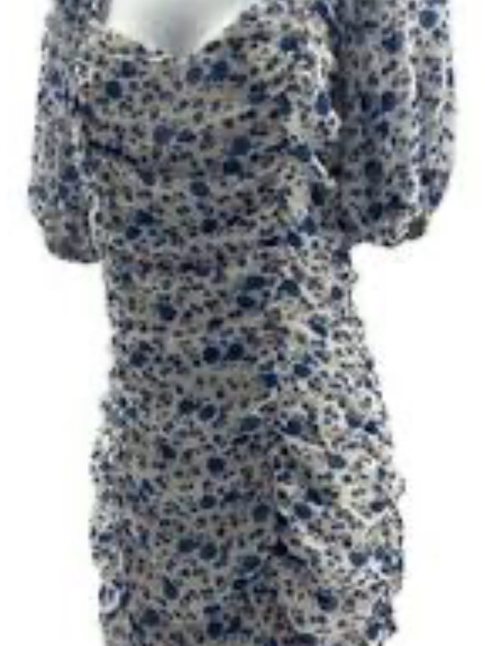 All in Favor Blue and White Floral Puff-Sleeve Mini Dress